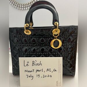 Dior lady patent leather tote bag - Authentic- - fb Le Binh (Anna) better price